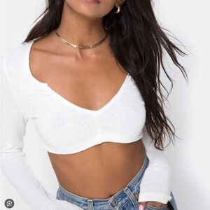 Motel Rocks Guan Crop long sleeve top in white